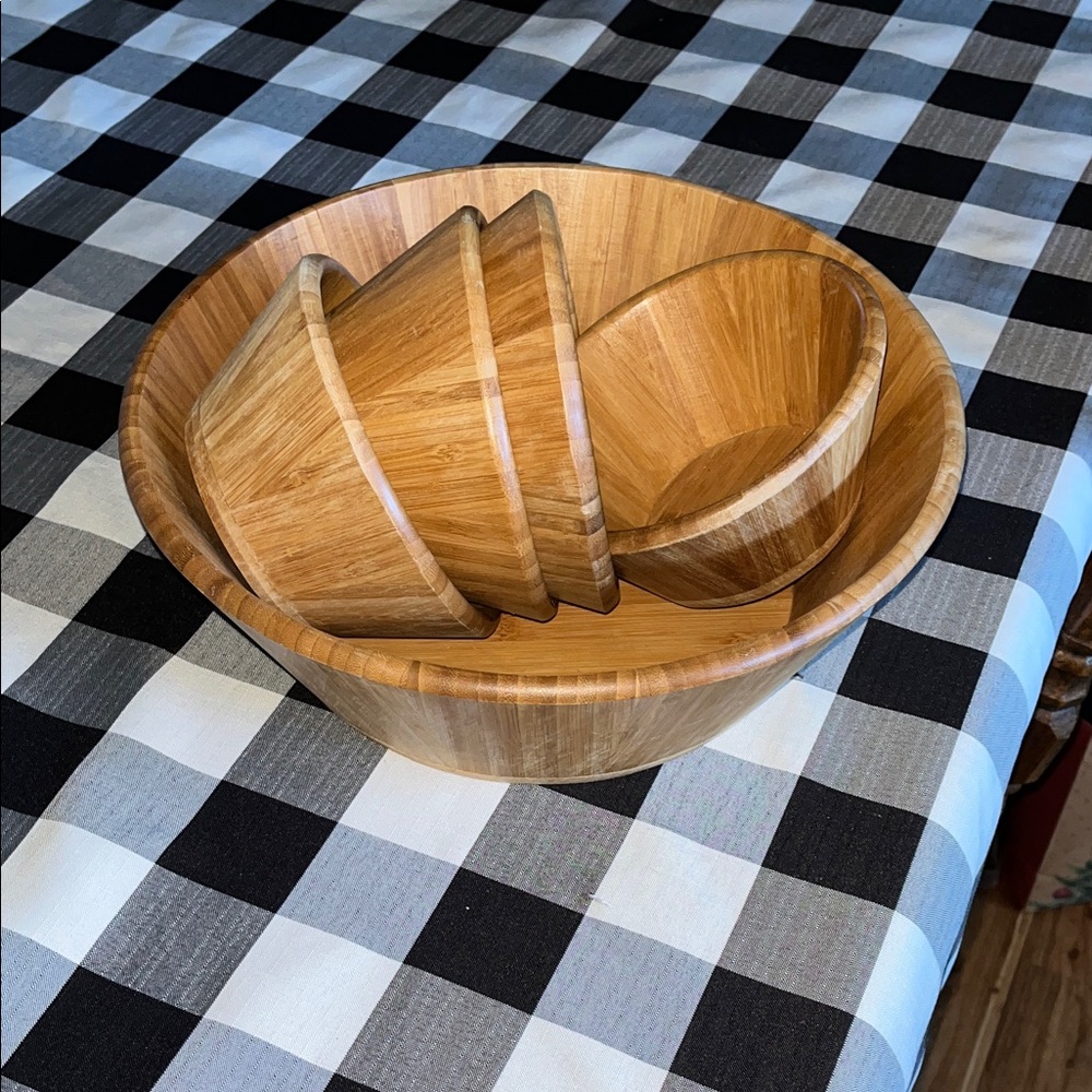 Natural Wood Dining Bowl Set